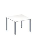 Schäfer Shop Genius Anbautisch MODENA FLEX, höhenverstellbar, Quadrat-Form, 4-Fuß-Quadratrohr, B 1000 x T 1000 mm, weiß