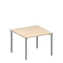 Schäfer Shop Genius Anbautisch MODENA FLEX, höhenverstellbar, Quadrat-Form, 4-Fuß Rundrohr, B 1000 x T 1000 mm, Ahorn-Dekor