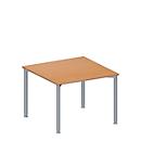 Schäfer Shop Genius Anbautisch MODENA FLEX, höhenverstellbar, Quadrat-Form, 4-Fuß Rundrohr, B 1000 x T 1000 mm, Buche-Dekor