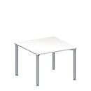 Schäfer Shop Genius Anbautisch MODENA FLEX, höhenverstellbar, Quadrat-Form, 4-Fuß Rundrohr, B 1000 x T 1000 mm, weiß