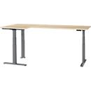 Schäfer Shop Genius angled desk Modena Flex, electrically height-adjustable, 90° angle on both sides, W 2000 x D 1600 mm, maple/anthracite