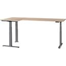 Schäfer Shop Genius angled desk Modena Flex, electrically height-adjustable, 90° angle on both sides, W 2000 x D 1600 mm, oak/anthracite