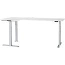 Schäfer Shop Genius angled desk Modena Flex, electrically height-adjustable, 90° angle on both sides, W 2000 x D 1600 mm, white/white aluminum
