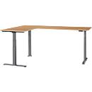 Schäfer Shop Genius angled desk Modena Flex, electrically height-adjustable, 90° angle on both sides, W 2000 x D 2000 mm, beech/anthracite