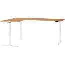 Schäfer Shop Genius angled desk Modena Flex, electrically height-adjustable, 90° angle on both sides, W 2000 x D 2000 mm, beech/white