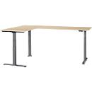 Schäfer Shop Genius angled desk Modena Flex, electrically height-adjustable, 90° angle on both sides, W 2000 x D 2000 mm, maple/anthracite