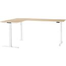 Schäfer Shop Genius angled desk Modena Flex, electrically height-adjustable, 90° angle on both sides, W 2000 x D 2000 mm, maple/white