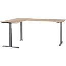 Schäfer Shop Genius angled desk Modena Flex, electrically height-adjustable, 90° angle on both sides, W 2000 x D 2000 mm, oak/anthracite