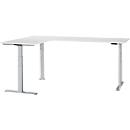 Schäfer Shop Genius angled desk Modena Flex, electrically height-adjustable, 90° angle on both sides, W 2000 x D 2000 mm, white/white aluminum