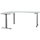 Schäfer Shop Genius angled desk Modena Flex, electrically height-adjustable, 90° angle on both sides, W 2000 x D 2400 mm, light gray/anthracite