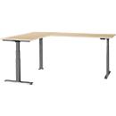 Schäfer Shop Genius angled desk Modena Flex, electrically height-adjustable, 90° angle on both sides, W 2000 x D 2400 mm, maple/anthracite