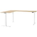 Schäfer Shop Genius angled desk Modena Flex, electrically height-adjustable, 90° angle on both sides, W 2000 x D 2400 mm, maple/white