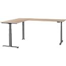 Schäfer Shop Genius angled desk Modena Flex, electrically height-adjustable, 90° angle on both sides, W 2000 x D 2400 mm, oak/anthracite