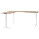 Schäfer Shop Genius angled desk Modena Flex, electrically height-adjustable, 90° angle on both sides, W 2000 x D 2400 mm, oak/white