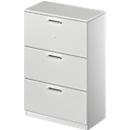 Schäfer Shop Genius archiefkast TETRIS SOLID, 3 OH, B 800 mm, afsluitbaar, met afdekplaat, aluminium lichtgrijs/wit