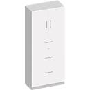 Schäfer Shop Genius Armario combinado TETRIS SOLID, 6 AA, An 800 mm, arriba puertas batientes, abajo archivadores colgantes extraíbles, blanco/aluminio blanco