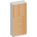 Schäfer Shop Genius Armario combinado TETRIS SOLID, 6 AA, An 800 mm, arriba puertas batientes, abajo archivadores colgantes extraíbles, haya/aluminio blanco