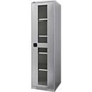 Schäfer Shop Genius armario con puerta giratoria FS, acero, mirilla, agujeros de ventilación, AN 545 x F 520 x AL 1950 mm, 5 OH, aluminio blanco/aluminio blanco, hasta 250 kg 