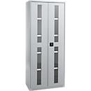 Schäfer Shop Genius armario con puerta giratoria FS, acero, mirilla, agujeros de ventilación, An 810 x Pr 520 x Al 1950 mm, 5 OH, aluminio blanco/aluminio blanco, hasta 300 kg 