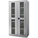 Schäfer Shop Genius armario de dos puertas FS, acero, mirilla, agujeros de ventilación, An 1055 x F 520 x Al 1950 mm, 5 OH, aluminio blanco/aluminio blanco, hasta 500 kg 