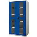 Schäfer Shop Genius armario de dos puertas FS, acero, mirilla, agujeros de ventilación, AN 1055 x F 620 x AL 1950 mm, 5 OH, gris claro/azul genciana, hasta 500 kg 