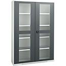 Schäfer Shop Genius armario de dos puertas FS, acero, mirilla, agujeros de ventilación, An 1343 x P 520 x Al 1950 mm, 5 OH, gris claro/gris antracita, hasta 750 kg 