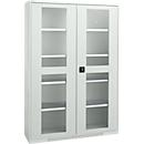Schäfer Shop Genius armario de dos puertas FS, acero, mirilla, agujeros de ventilación, An 1343 x P 520 x Al 1950 mm, 5 OH, gris claro/gris claro, hasta 750 kg 