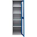 Schäfer Shop Genius armario de dos puertas FS, acero, mirilla, agujeros de ventilación, AN 545 x F 520 x AL 1950 mm, 5 OH, aluminio blanco/azul genciana, hasta 250 kg 