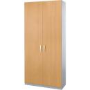 Schäfer Shop Genius Armario de puertas batientes TETRIS SOLID, cuerpo de acero, 5 AA, An 1200 mm, con cerradura, acabado en haya/aluminio blanco