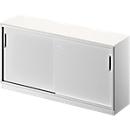 Schäfer Shop Genius Armario de puertas correderas TETRIS SOLID, 2 AA, An 1600 mm, con cubierta de 19 mm, blanco/aluminio blanco