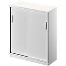 Schäfer Shop Genius Armario de puertas correderas TETRIS SOLID, 3 AA, 2 estantes, An 1000 mm, cubierta de 19 mm, blanco/aluminio blanco