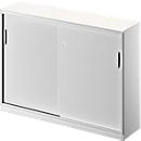 Schäfer Shop Genius Armario de puertas correderas TETRIS SOLID, 3 AA, 2 estantes, An 1600 mm, cubierta de 19 mm, blanco/aluminio blanco