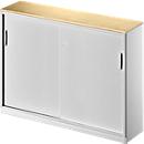 Schäfer Shop Genius Armario de puertas correderas TETRIS SOLID, 3 AA, tabique central, An 1600 x P 413 x Al 1170 mm, arce/aluminio blanco