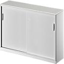 Schäfer Shop Genius Armario de puertas correderas TETRIS SOLID, 3 AA, tabique central, An 1600 x P 413 x Al 1170 mm, gris luminoso/aluminio blanco