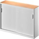 Schäfer Shop Genius Armario de puertas correderas TETRIS SOLID, 3 AA, tabique central, An 1600 x P 413 x Al 1170 mm, haya/aluminio blanco