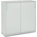 Schäfer Shop Genius armario de puertas correderas TETRIS WOOD, 3 OH, An 1200 mm, incl. zócalo de acero, gris claro