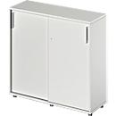 Schäfer Shop Genius armario de puertas correderas TETRIS WOOD, 3 OH, ancho 1200 mm, altura incl. deslizantes, gris claro