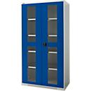 Schäfer Shop Genius armario para cargas pesadas FS, chapa de acero, con ventana, ancho 1055 x fondo 520 x alto 1950 mm, 5 OH, gris claro/azul benigno, hasta 1000 kg