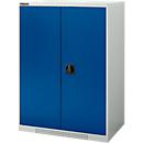 Schäfer Shop Genius armoire à double porte FS, acier, avec trous de ventilation, L 810 x P 520 x H 1105 mm, 3 OH, gris clair/ bleu gentiane, jusqu'à 180 kg