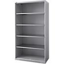 Schäfer Shop Genius Armoire à étagères FS, acier, avec trous d'aération, L 1055 x P 520 x H 1950 mm, 5 HC, alu blanc, jusqu'à 500 kg
