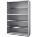 Schäfer Shop Genius Armoire à étagères FS, acier, avec trous d'aération, L 1343 x P 520 x H 1950 mm, 5 HC, alu blanc, jusqu'à 750 kg