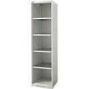 Schäfer Shop Genius Armoire à étagères FS, acier, avec trous d'aération, L 545 x P 520 x H 1950 mm, 5 HC, gris clair, jusqu'à 250 kg 