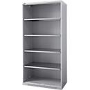 Schäfer Shop Genius Armoire à étagères FS, acier, avec trous d'aération, L 810 x P 520 x H 1950 mm, 5 HC, alu blanc, jusqu'à 300 kg