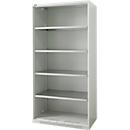 Schäfer Shop Genius Armoire à étagères FS, acier, avec trous d'aération, L 810 x P 520 x H 1950 mm, 5 HC, gris clair, jusqu'à 300 kg 