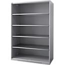 Schäfer Shop Genius Armoire à étagères FS, en tôle d'acier, avec trous d'aération, L 1343 x P 620 x H 1950 mm, 5 OH, aluminium blanc, jusqu'à 750 kg