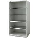 Schäfer Shop Genius Armoire à étagères FS, en tôle d'acier, avec trous de ventilation, L 1055 x P 620 x H 1950 mm, 5 OH, gris clair, jusqu'à 500 kg
