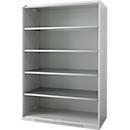 Schäfer Shop Genius Armoire à étagères FS, en tôle d'acier, avec trous de ventilation, L 1343 x P 620 x H 1950 mm, 5 OH, gris clair, jusqu'à 750 kg