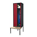 Schäfer Shop Genius Armoire à linge avec banquette, 2 compartiments, largeur de compartiment 300 mm, verrou de sécurité, anthracite/rouge rubis