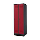 Schäfer Shop Genius Armoire à linge avec base, 2 compartiments, largeur de compartiment 300 mm, verrou de sécurité, anthracite/rouge rubis