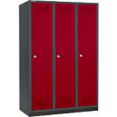 Schäfer Shop Genius Armoire à linge avec base, 3 compartiments, largeur de compartiment 400 mm, serrure à cylindre, anthracite/rouge rubis